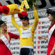 Cancellara, qui mentre veste la prima maglia gialla del TdS 2011 a Lugano, cercherà sulle strade luganesi il terzo successo consecutivo (foto www,tourdesuisse.ch)
