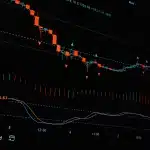 Schermo di trading con grafici in rialzo e linee di tendenza positive su mercati azionari