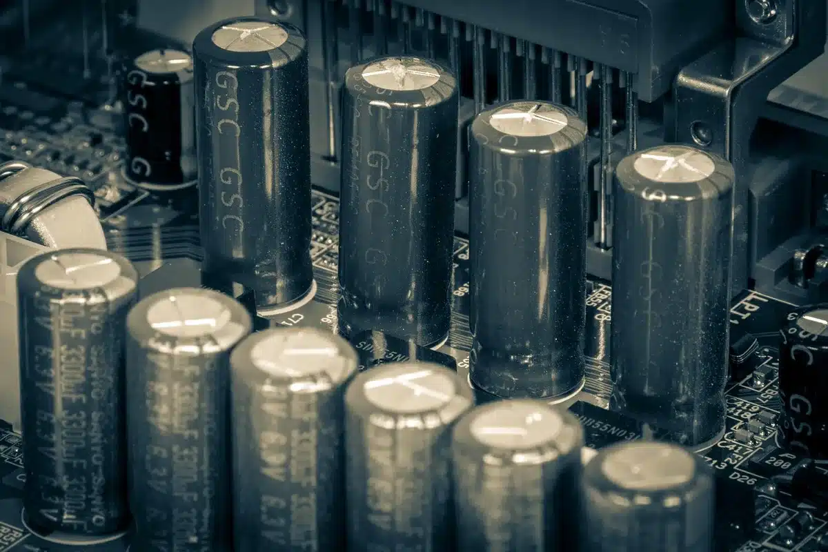 Interno di impianto di produzione semiconduttori con wafer e macchinari